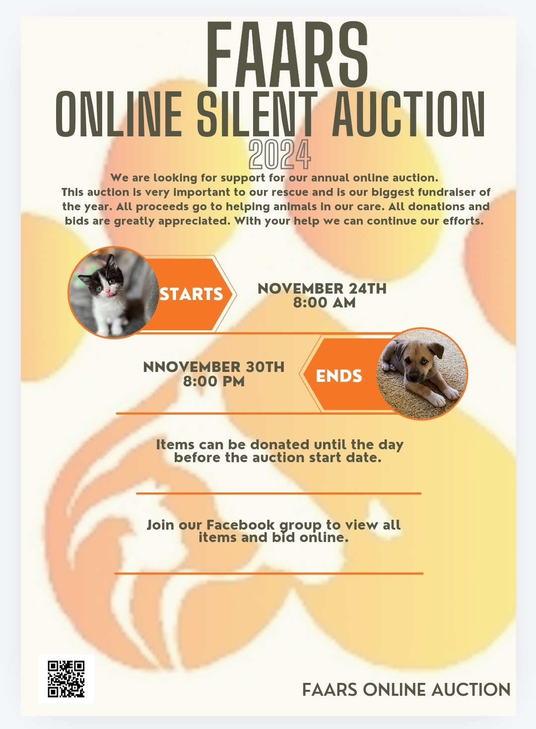 FAARS FOR ALL ANIMALS RESCUE SOCIETY - Annual Online Silent Auction